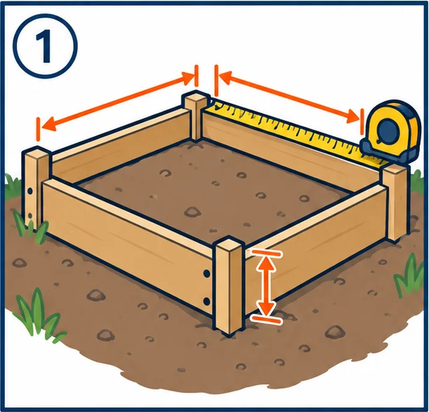 Measuring a small concrete form with a tape measure