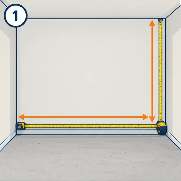Measuring wall length and height with a tape measure