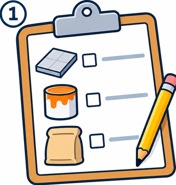 Listing materials on a clipboard