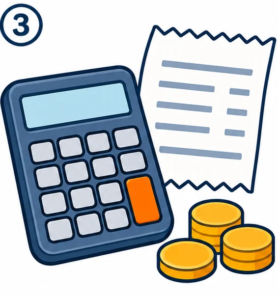 Calculator with a tally of costs