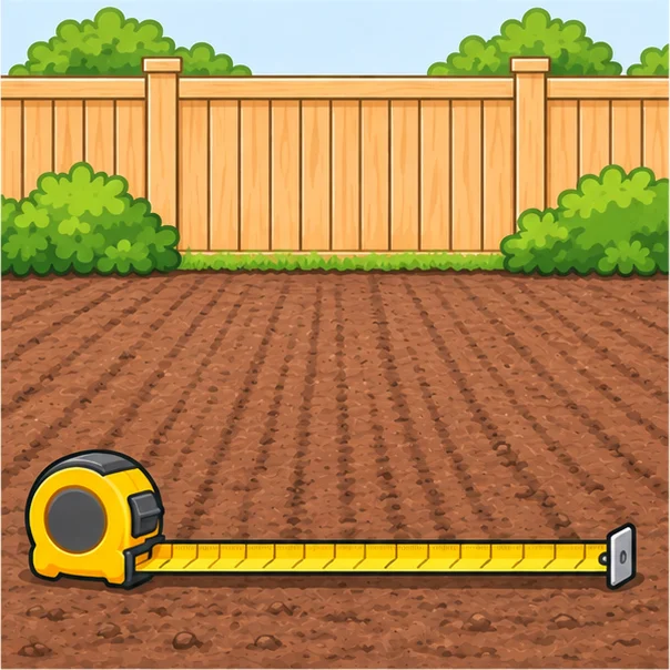 Tape measure across a prepared bare soil area